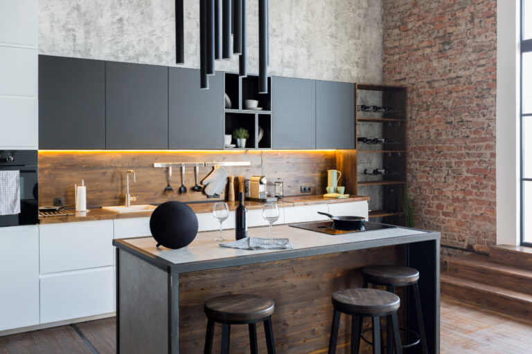 luxury-apartment-loft-style-dark-colors-stylish-modern-kitchen-area-with-island